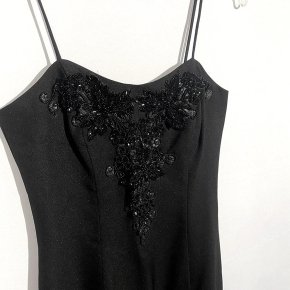 Vintage Alex Evenings Black Beaded Made In U.S.A Cocktail Knee Length Dress - Picture 12 of 13